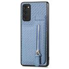 For Samsung Galaxy S20 Ultra Carbon Fiber Vertical Flip Zipper Wallet Phone Case(Blue) - 2