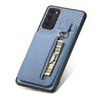 For Samsung Galaxy S20 Ultra Carbon Fiber Vertical Flip Zipper Wallet Phone Case(Blue) - 4