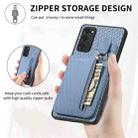 For Samsung Galaxy S20 Ultra Carbon Fiber Vertical Flip Zipper Wallet Phone Case(Blue) - 7
