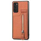 For Samsung Galaxy S20 Ultra Carbon Fiber Vertical Flip Zipper Wallet Phone Case(Brown) - 2