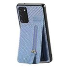 For Samsung Galaxy S20 FE Carbon Fiber Vertical Flip Zipper Wallet Phone Case(Blue) - 1