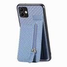 For Samsung Galaxy A04 4G Carbon Fiber Vertical Flip Zipper Wallet Phone Case(Blue) - 1