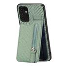 For Samsung Galaxy A13 5G Carbon Fiber Vertical Flip Zipper Wallet Phone Case(Green) - 1