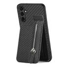 For Samsung Galaxy A14 5G Carbon Fiber Vertical Flip Zipper Wallet Phone Case(Black) - 1