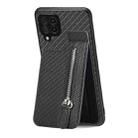 For Samsung Galaxy A22 4G Carbon Fiber Vertical Flip Zipper Wallet Phone Case(Black) - 1