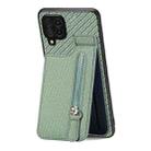 For Samsung Galaxy A22 4G Carbon Fiber Vertical Flip Zipper Wallet Phone Case(Green) - 1