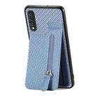 For Samsung Galaxy A50 Carbon Fiber Vertical Flip Zipper Wallet Phone Case(Blue) - 1
