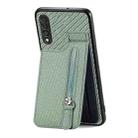 For Samsung Galaxy A50 Carbon Fiber Vertical Flip Zipper Wallet Phone Case(Green) - 1