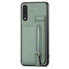 For Samsung Galaxy A50 Carbon Fiber Vertical Flip Zipper Wallet Phone Case(Green) - 2