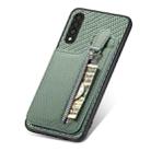 For Samsung Galaxy A50 Carbon Fiber Vertical Flip Zipper Wallet Phone Case(Green) - 4