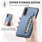 For Samsung Galaxy A50 Carbon Fiber Vertical Flip Zipper Wallet Phone Case(Green) - 7