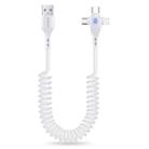 ENKAY Hat-Prince 3 in 1 6A USB to 8 Pin+Type-C+Micro USB Supper Fast Charge Spring Cable, Length: 1.8m(White) - 1