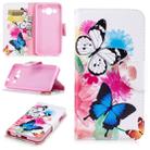 Colored Drawing Pattern Horizontal Flip Leather Case for Huawei Y3 2017, with Holder & Card Slots & Wallet(Two Butterflies) - 1