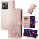 For Xiaomi Poco X5 Four-leaf Clasp Embossed Leather Phone Case(Rose Gold) - 1