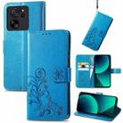 For Xiaomi 13T / 13T Pro Four-leaf Clasp Embossed Leather Phone Case(Blue) - 1