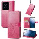 For Xiaomi 14 Pro Four-leaf Clasp Embossed Leather Phone Case(Magenta) - 1