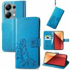 ForXiaomi Redmi  Note 13 Pro 4G Four-leaf Clasp Embossed Leather Phone Case(Blue) - 1