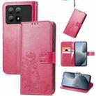 For Xiaomi Redmi K70E Four-leaf Clasp Embossed Leather Phone Case(Magenta) - 1
