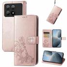 For Xiaomi Redmi K70E Four-leaf Clasp Embossed Leather Phone Case(Rose Gold) - 1