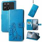 For Xiaomi Redmi K70E Four-leaf Clasp Embossed Leather Phone Case(Blue) - 1