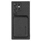 For Samsung Galaxy S22 5G Carbon Fiber Leather Card Magsafe Magnetic Phone Case(Black) - 1