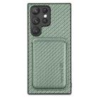 For Samsung Galaxy S22 5G Carbon Fiber Leather Card Magsafe Magnetic Phone Case(Green) - 1