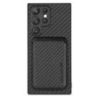 For Samsung Galaxy S22 Ultra 5G Carbon Fiber Leather Card Magsafe Magnetic Phone Case(Black) - 1