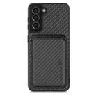 For Samsung Galaxy S21 5G Carbon Fiber Leather Card Magsafe Magnetic Phone Case(Black) - 1