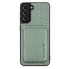 For Samsung Galaxy S21 5G Carbon Fiber Leather Card Magsafe Magnetic Phone Case(Green) - 1