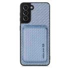 For Samsung Galaxy S21+ 5G Carbon Fiber Leather Card Magsafe Magnetic Phone Case(Blue) - 1