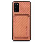 For Samsung Galaxy S20 Carbon Fiber Leather Card Magsafe Magnetic Phone Case(Brown) - 1