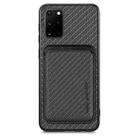 For Samsung Galaxy S20+ Carbon Fiber Leather Card Magsafe Magnetic Phone Case(Black) - 1