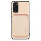 For Samsung Galaxy S21 FE 5G Carbon Fiber Leather Card Magsafe Magnetic Phone Case(Khaki) - 1