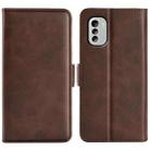 For Nokia G60 / G40 Fusion Dual-side Magnetic Buckle Leather Phone Case(Brown) - 1