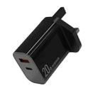 NORTHJO NOPD2002 PD20W USB-C/Type-C + QC 3.0 USB Dual Ports Fast Charger, UK Plug(Black) - 1