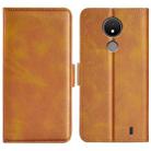 For Nokia C21 Dual-side Magnetic Buckle Leather Phone Case(Yellow) - 1