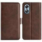For OPPO A17 Dual-side Magnetic Buckle Leather Phone Case(Brown) - 1