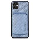 For Samsung Galaxy A04 4G Carbon Fiber Leather Card Magsafe Magnetic Phone Case(Blue) - 1