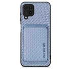For Samsung Galaxy A22 4G Carbon Fiber Leather Card Magsafe Magnetic Phone Case(Blue) - 1