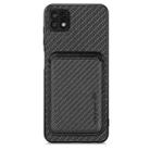 For Samsung Galaxy A22 5G Carbon Fiber Leather Card Magsafe Magnetic Phone Case(Black) - 1