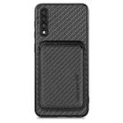For Samsung Galaxy A50 Carbon Fiber Leather Card Magsafe Magnetic Phone Case(Black) - 1