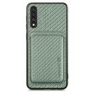 For Samsung Galaxy A50 Carbon Fiber Leather Card Magsafe Magnetic Phone Case(Green) - 1