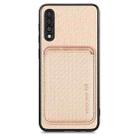 For Samsung Galaxy A50 Carbon Fiber Leather Card Magsafe Magnetic Phone Case(Khaki) - 1