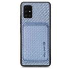 For Samsung Galaxy A51 5G Carbon Fiber Leather Card Magsafe Magnetic Phone Case(Blue) - 1