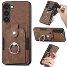 For Samsung Galaxy S23 5G Retro Skin-feel Ring Card Wallet Phone Case(Brown) - 1