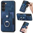 For Samsung Galaxy S23 Ultra 5G Retro Skin-feel Ring Card Wallet Phone Case(Blue) - 1