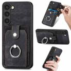 For Samsung Galaxy S20+ Retro Skin-feel Ring Card Wallet Phone Case(Black) - 1