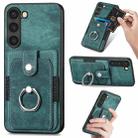 For Samsung Galaxy S21+ 5G Retro Skin-feel Ring Card Wallet Phone Case(Green) - 1