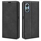 For OPPO A17 Retro-skin Magnetic Suction Leather Phone Case(Black) - 1