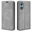 For OPPO A17 Retro-skin Magnetic Suction Leather Phone Case(Grey) - 1